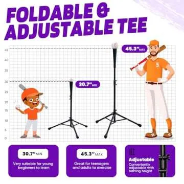 Zupapa 7x7 Feet Baseball Softball Hitting Pitching Net Tee Caddy Set with Strike Zone, Baseball Backstop Practice Net for Pitching Batting Catching for All Skill Levels (Purple)