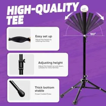 Zupapa 7x7 Feet Baseball Softball Hitting Pitching Net Tee Caddy Set with Strike Zone, Baseball Backstop Practice Net for Pitching Batting Catching for All Skill Levels (Purple)