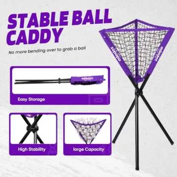 Zupapa 7x7 Feet Baseball Softball Hitting Pitching Net Tee Caddy Set with Strike Zone, Baseball Backstop Practice Net for Pitching Batting Catching for All Skill Levels (Purple)