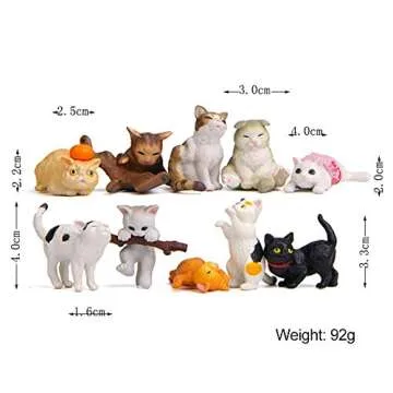 10 Pcs Kawaii Miniature Cat Figurines Character Toy Cake Toppers, Mini Cat Animal Figures Collection Playset Desk Decoration
