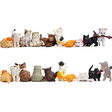 10 Pcs Kawaii Miniature Cat Figurines Character Toy Cake Toppers, Mini Cat Animal Figures Collection Playset Desk Decoration