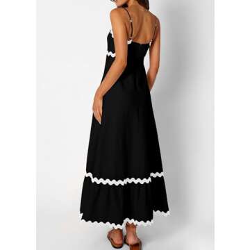 KIRUNDO Women's Sundresses Casual Sexy Sleeveless Spaghetti Straps Midi Dress