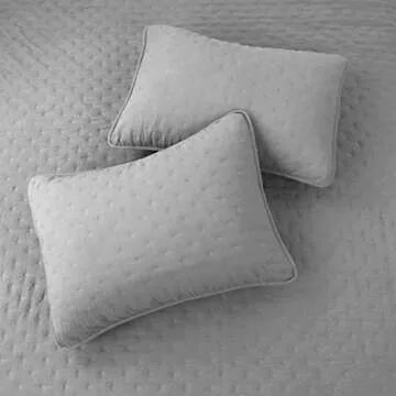 ROARINGWILD Light Grey Twin Size Quilt Bedding Sets with Pillow Sham, Lightweight Bedspread Coverlet, Quilted Blanket Thin Comforter Bed Cover, All Season Summer Spring, 2 Pieces, 68x90 inches