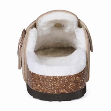 KIDMI Women's Fuzzy Cork Footbed Suede Clogs