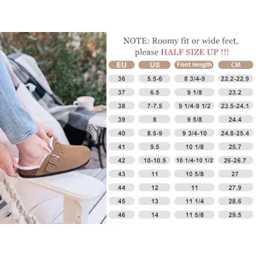 KIDMI Women's Fuzzy Cork Footbed Suede Clogs