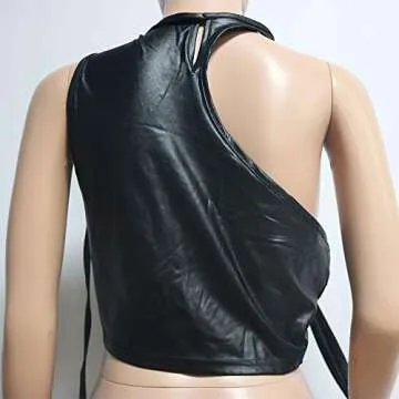 Sexy MESLIMA Women PU Leather 2 Piece Clubwear Outfit