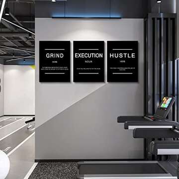 Framed Success Quote Canvas Art, Motivational Set of 3 Prints