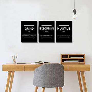 Framed Success Quote Canvas Art, Motivational Set of 3 Prints