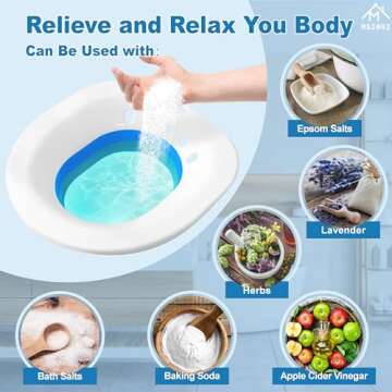 Sitz Bath for Hemorrhoids, Sitz Bath for Postpartum Care - Suitable for Pregnant Women and Perineal Care, Sits Bath Kit for Women - Collapsible Storage, Wide Seat
