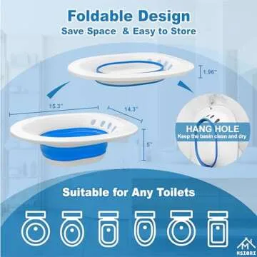 Sitz Bath for Hemorrhoids, Sitz Bath for Postpartum Care - Suitable for Pregnant Women and Perineal Care, Sits Bath Kit for Women - Collapsible Storage, Wide Seat