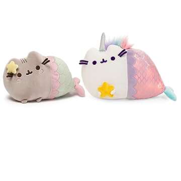 Gund Pusheen Mermaid Plush, Stuffed Animal for Ages 8 and Up, Green/Pink, 12”