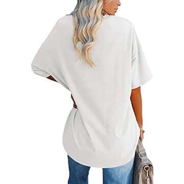Ebifin Womens Oversized V Neck T Shirt - Cotton Comfort in Style