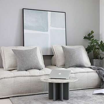 Kevin Textile 4 Packs Decorative Linen Throw Pillow Covers Cushion Case, 2 Tone Woven 18-inch Cushion Case, Vintage Farmhouse Pillowcase for Couch, Sofa, Grey