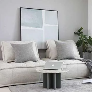 Kevin Textile 4 Packs Decorative Linen Throw Pillow Covers Cushion Case, 2 Tone Woven 18-inch Cushion Case, Vintage Farmhouse Pillowcase for Couch, Sofa, Grey