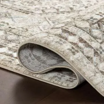 nuLOOM Fringed Performance Area Rug 5x8 in Light Brown