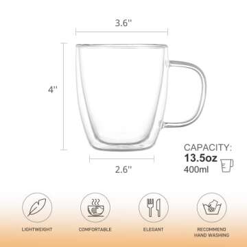 Rechano 4 Pack Insulated Coffee Mugs - Stylish & Functional