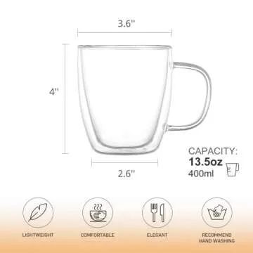 Rechano 4 Pack Insulated Coffee Mugs - Stylish & Functional