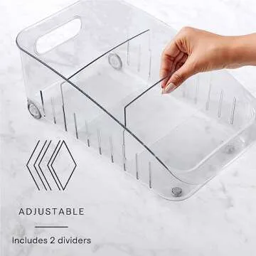 YouCopia RollOut® Fridge Drawer 8", Fridge Organizer and Storage, Clear BPA-Free Refrigerator Bin with Adjustable Dividers