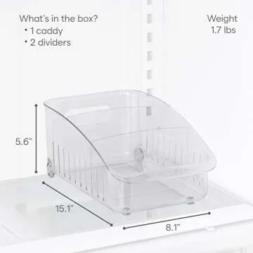 YouCopia RollOut® Fridge Drawer 8", Fridge Organizer and Storage, Clear BPA-Free Refrigerator Bin with Adjustable Dividers