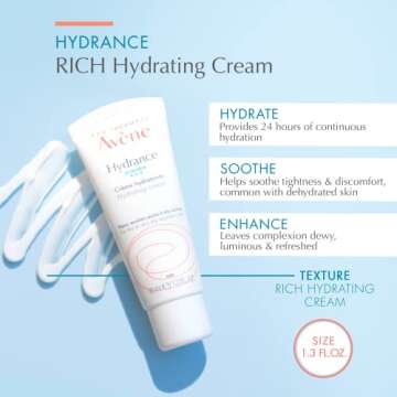 Avene Hydrance RICH Hydrating Cream, Daily Face Moisturizer, Non-Comedogenic, 1.3 Oz