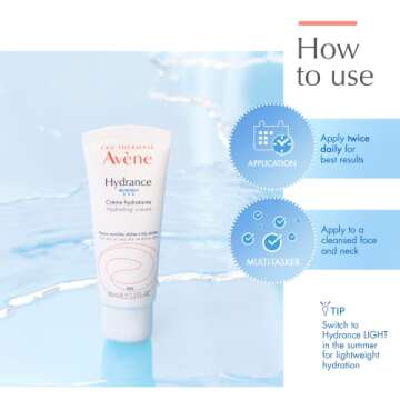 Avene Hydrance RICH Hydrating Cream, Daily Face Moisturizer, Non-Comedogenic, 1.3 Oz