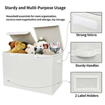 GRANNY SAYS White Toy Chest, White Storage Bins with Lids, Toy Storage for Kids, Stuffed Animal Storage for Playroom, Toy Box for Living Room Area, Plush Toys Storage Bins, Pearl White