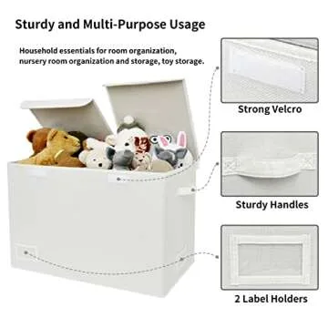 GRANNY SAYS White Toy Chest, White Storage Bins with Lids, Toy Storage for Kids, Stuffed Animal Storage for Playroom, Toy Box for Living Room Area, Plush Toys Storage Bins, Pearl White