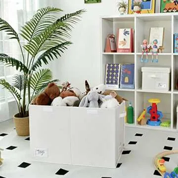 GRANNY SAYS White Toy Chest, White Storage Bins with Lids, Toy Storage for Kids, Stuffed Animal Storage for Playroom, Toy Box for Living Room Area, Plush Toys Storage Bins, Pearl White