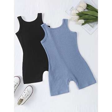 Stylish MakeMeChic Girl's Sleeveless Romper 2pack