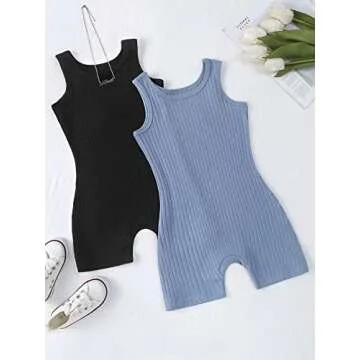 Stylish MakeMeChic Girl's Sleeveless Romper 2pack