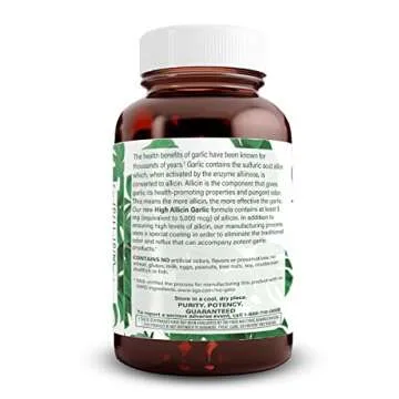 Natural Nutra High Allicin Garlic Supplement, Supports Immune System, Improve Heart Health, Improve Enzymes Health, Better Digestion, Fights Cold and Flu, Vanilla Coating, 500mg, 60 Vegan Tablets