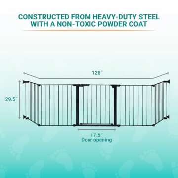 KidCo - Custom Fit Auto Closing HearthGate Baby or Fireplace Gate Enclosure, Fireplace Fence, Fireplace Baby Gate (Black)