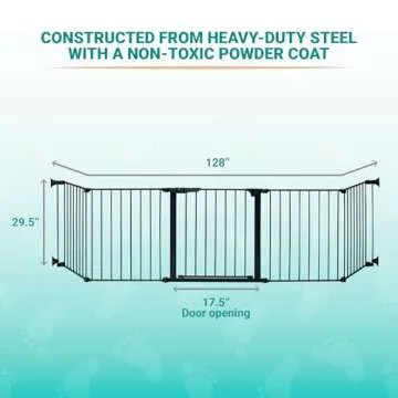 KidCo - Custom Fit Auto Closing HearthGate Baby or Fireplace Gate Enclosure, Fireplace Fence, Fireplace Baby Gate (Black)