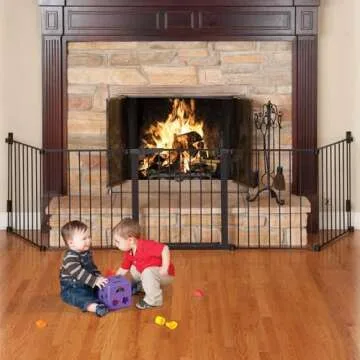 KidCo - Custom Fit Auto Closing HearthGate Baby or Fireplace Gate Enclosure, Fireplace Fence, Fireplace Baby Gate (Black)
