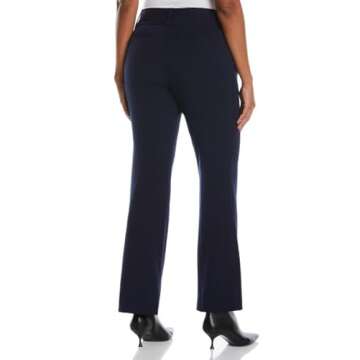 Rafaella Women's Regular Curvy Fit Gabardine Bootcut Dress Pants with Pockets, Soft Stretch Work Sla...