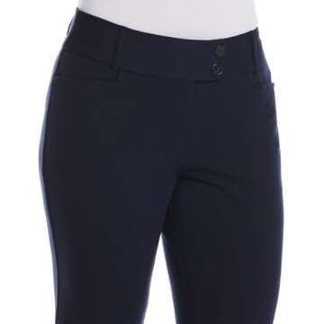 Rafaella Women's Regular Curvy Fit Gabardine Bootcut Dress Pants with Pockets, Soft Stretch Work Slacks, 29" & 32" Inseams, Navy, 4