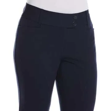 Rafaella Women's Regular Curvy Fit Gabardine Bootcut Dress Pants with Pockets, Soft Stretch Work Slacks, 29" & 32" Inseams, Navy, 4