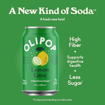 Olipop Lemon Lime Prebiotic Soda for Guilt-Free Refreshment