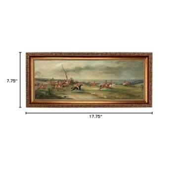 Schooner Bay Co. Fox Hunt Panoramic Landscape Scene Framed Oil Painting Print on Canvas English Country Equestrian Gallery Wall Art Living Room Decor