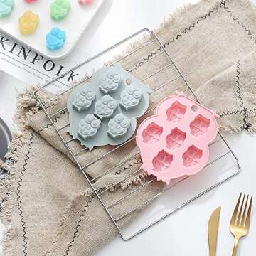 Owl Shape Silicone Molds for Candy, Chocolate & Ice Cubes