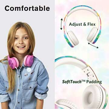 LilGadgets Connect+ Pro Kids Headphones with Mic and Cord, SharePort Technology, Over-Ear Foldable H...