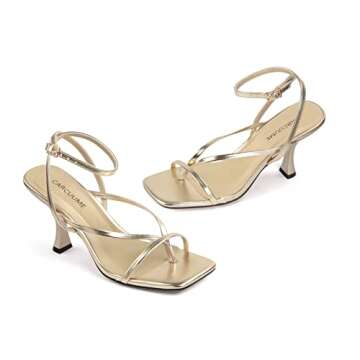 Carcuume Women’s Kitten Heels - Elegant Square Toe Sandals