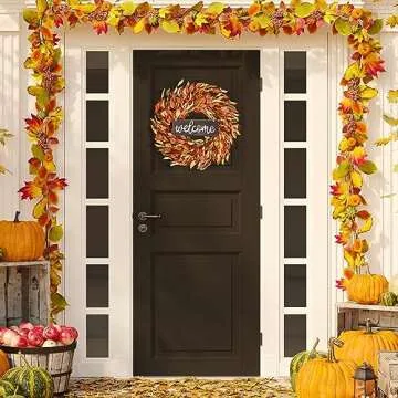 Sggvecsy Fall Wreath 20’’ Autumn Front Door Wreath Harvest Wreath with Pumpkin Berry Leaves Fall Decorations for Outside Indoor Wall Window Festival Thanksgiving Autumn Fall Decor
