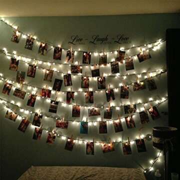 Photo Clips Lights, Fairy 30 LED Lights Battery Operated Dorm Lighting Hanging Artwork Photos Memos ...