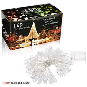 Photo Clips Lights, Fairy 30 LED Lights Battery Operated Dorm Lighting Hanging Artwork Photos Memos Paintings Bedroom, Dorm, Home Decor (Warm White,Picture Photo String Lights)