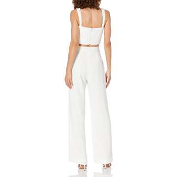 Dress the Population Women's Olivia Sequin Two-Piece Set Jumpsuit, Off-White, Small US