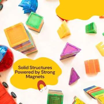 PLAYVIBE Magnetic Tiles - 100 Pcs STEM Building Blocks