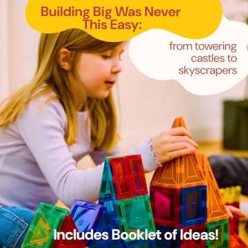 PLAYVIBE Magnetic Tiles - 100 Pcs STEM Building Blocks