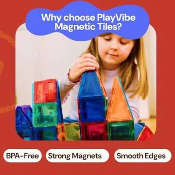 PLAYVIBE Magnetic Tiles - 100 Pcs STEM Building Blocks