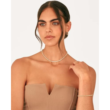 Elegant 15" Simulated Diamond Tennis Necklace for Women